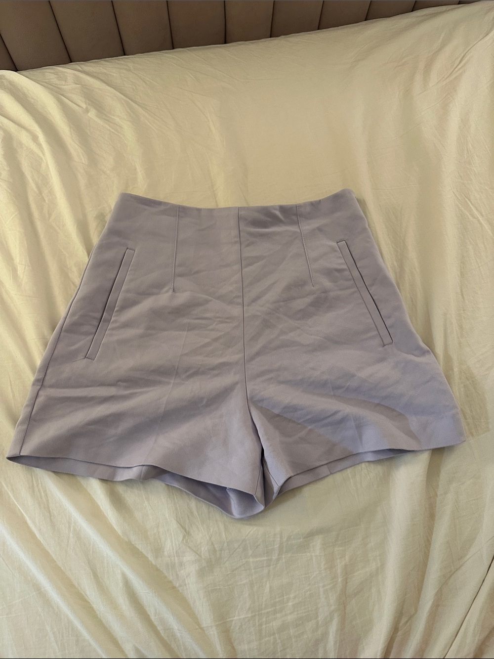 Zara Lavender High-Waist Tailored Shorts